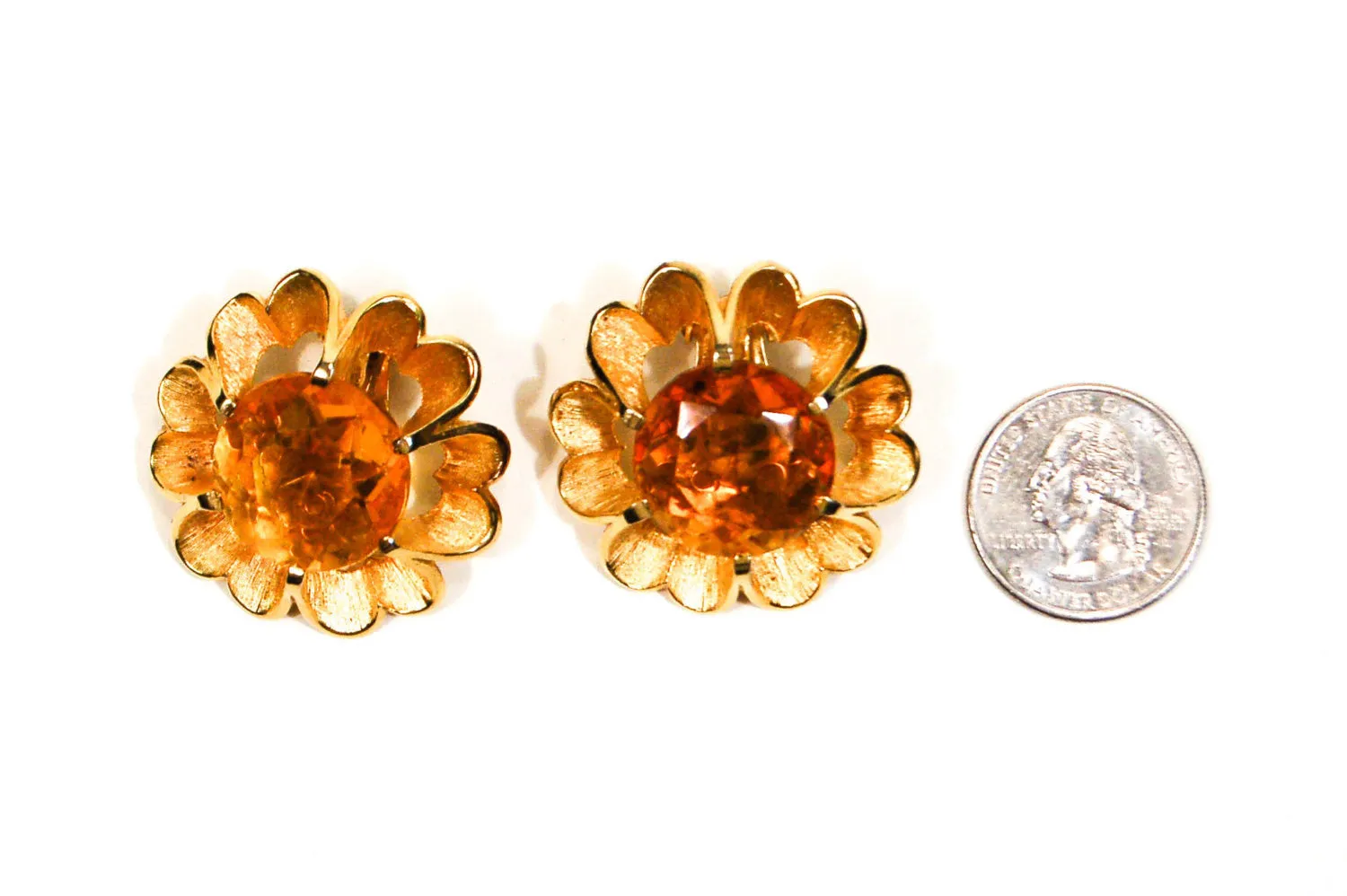 1960's Amber Flower Earrings by Judy Lee