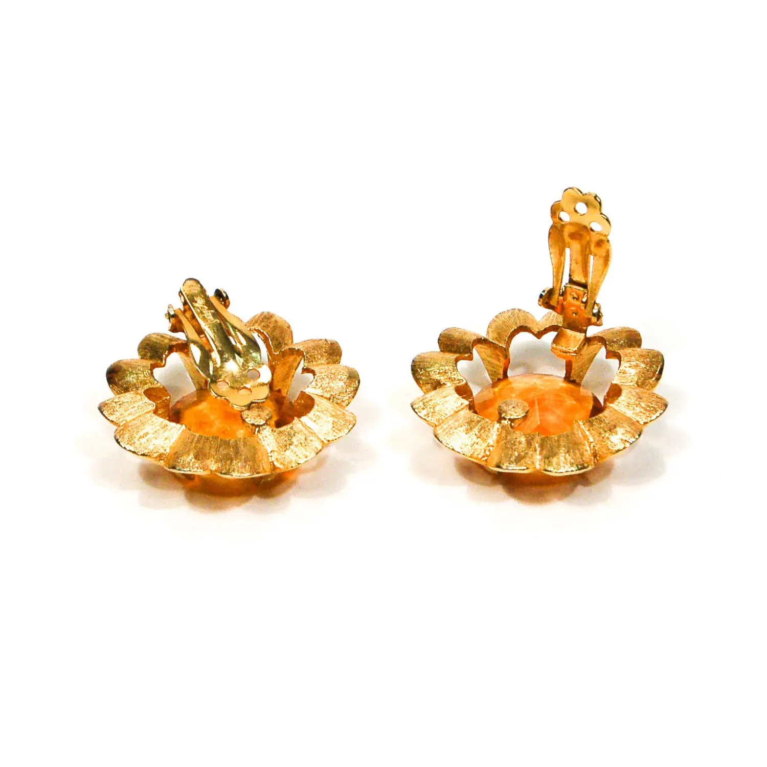 1960's Amber Flower Earrings by Judy Lee