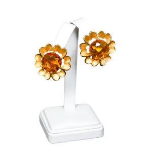 1960's Amber Flower Earrings by Judy Lee
