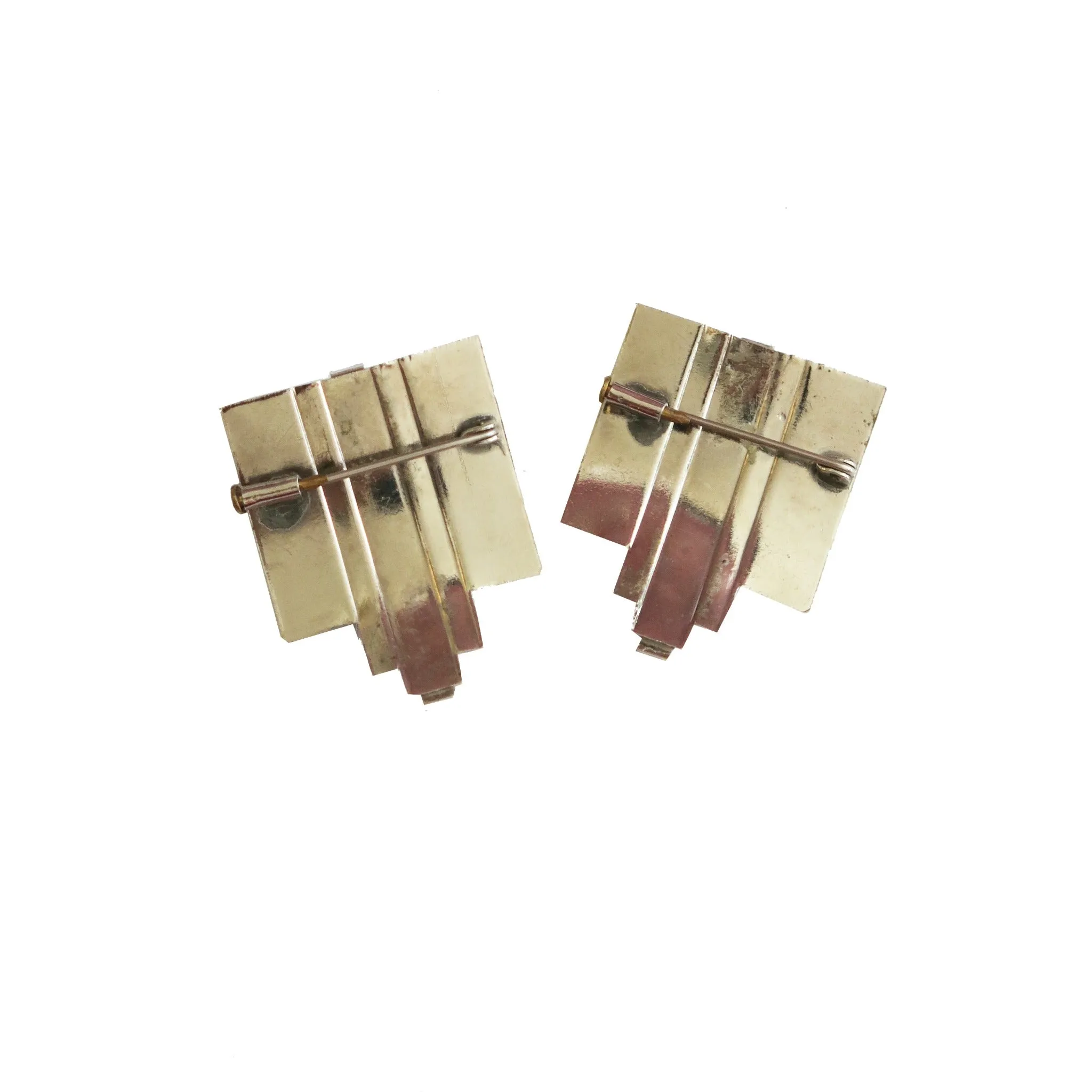 1960s Biba Pair of Art Deco Style Brooches