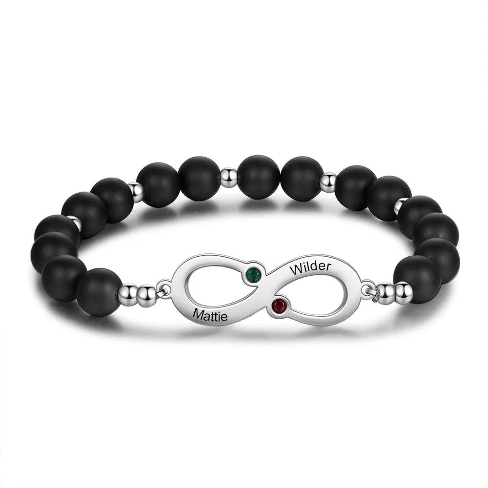 2 Birthstones Beaded Chain Bracelet For Women