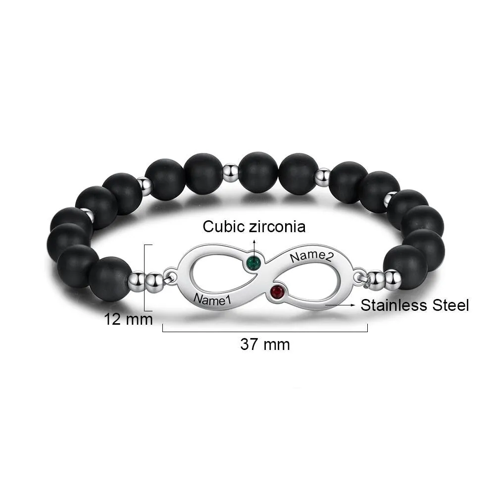 2 Birthstones Beaded Chain Bracelet For Women