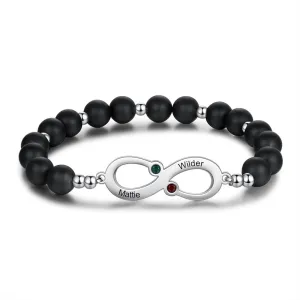 2 Birthstones Beaded Chain Bracelet For Women