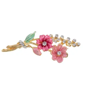 2018 New Lucky Pink Enamel Flower Brooches Female Hijab Pin Corsage Broach for Women Wedding Dress Badge Accessories Jewelry