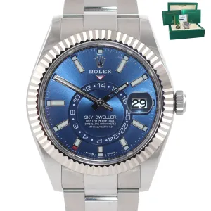 2020 BRAND NEW PAPERS Rolex Blue Sky-Dweller White Gold 42mm 326934 Watch