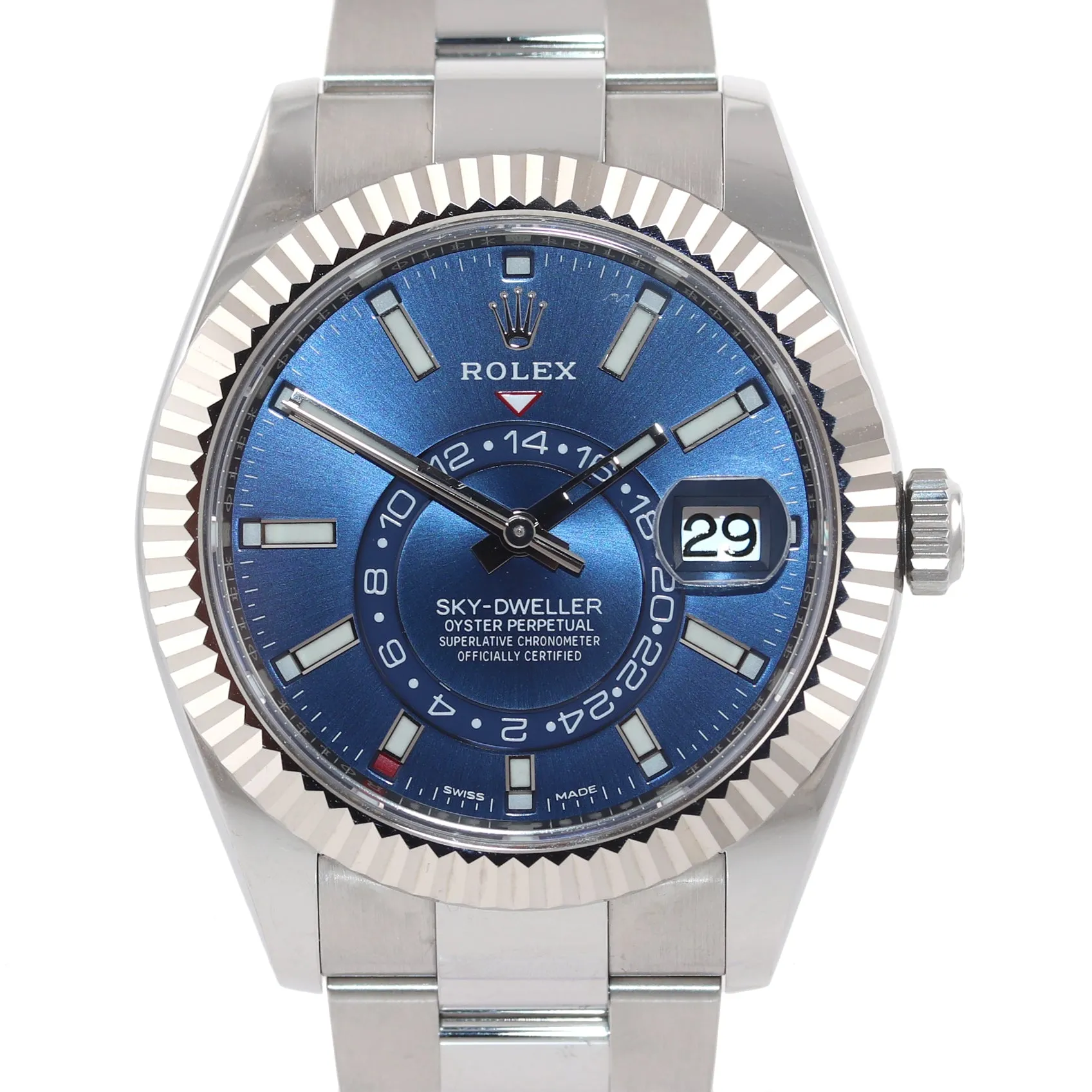 2020 BRAND NEW PAPERS Rolex Blue Sky-Dweller White Gold 42mm 326934 Watch