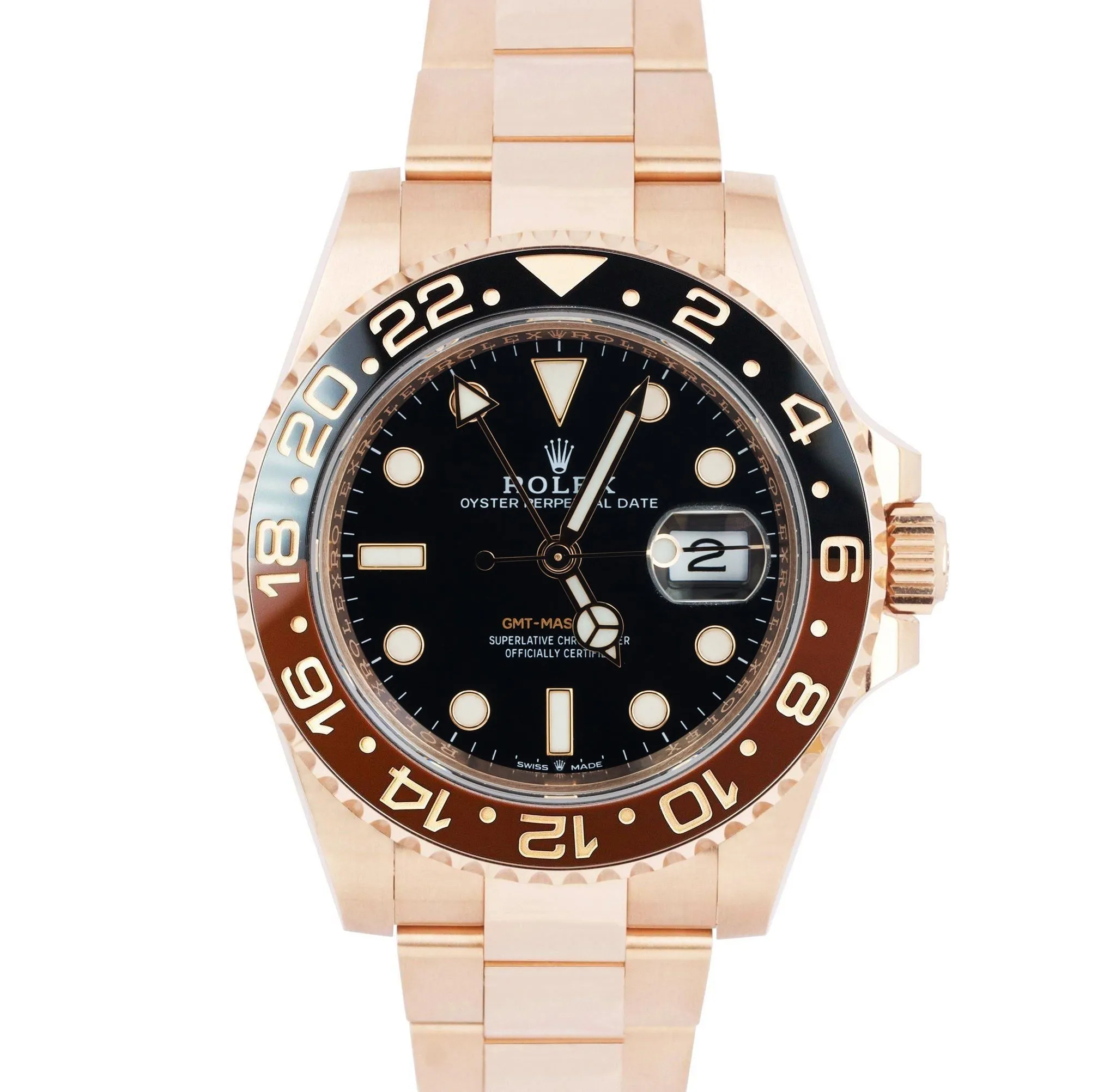 2021 Rolex GMT-Master II Root Beer 18K Rose Gold 40mm Watch 126715 CHNR FULL SET