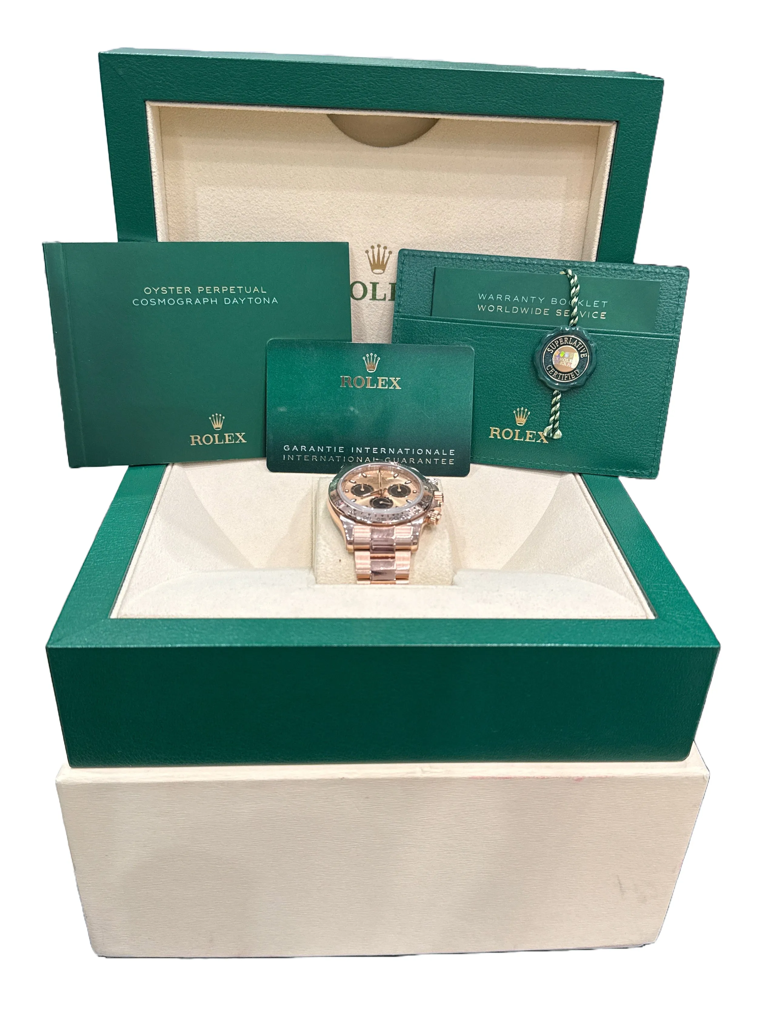 2022 PAPERS Rolex Daytona SUNDUST PINK 40mm 18K Rose Gold Watch 116505 BOX