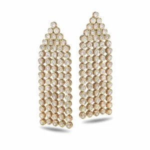 20K Five Row Diamond Wedding Drop Earrings