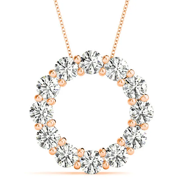3.0 ctw Diamond Circle Necklace Pendant Shared Prong Set