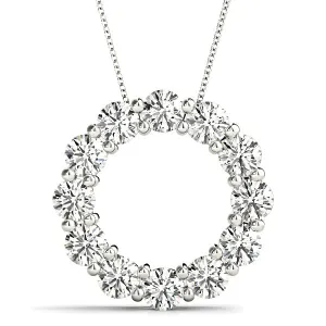 3.0 ctw Diamond Circle Necklace Pendant Shared Prong Set