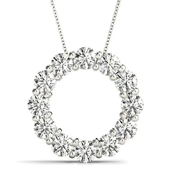 3.0 ctw Diamond Circle Necklace Pendant Shared Prong Set