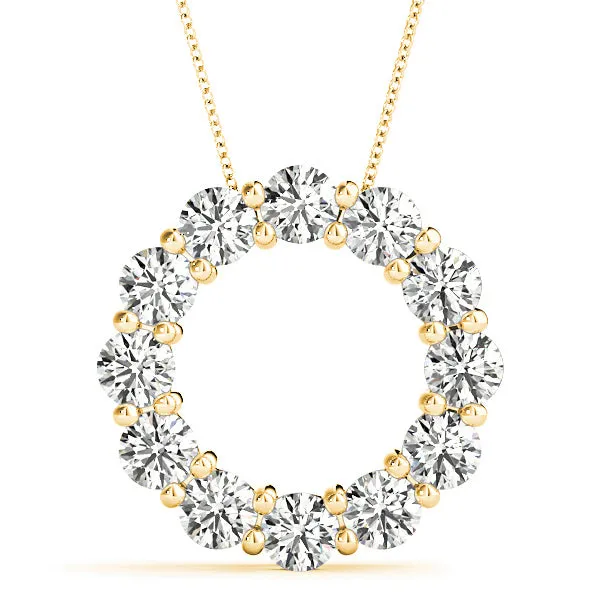 3.0 ctw Diamond Circle Necklace Pendant Shared Prong Set