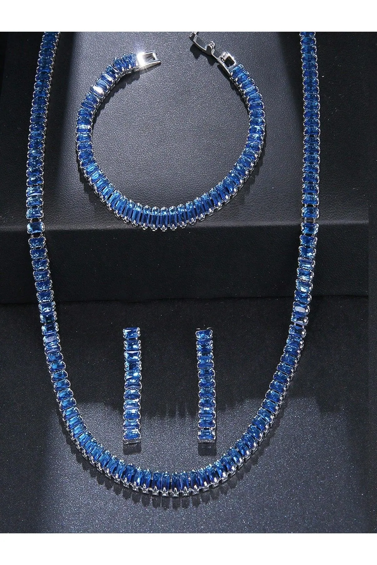 3pcs/Set Cubic Zirconia Inlaid Necklace, Bracelet And Earrings Set, Perfect For Women At Weddings Or Parties