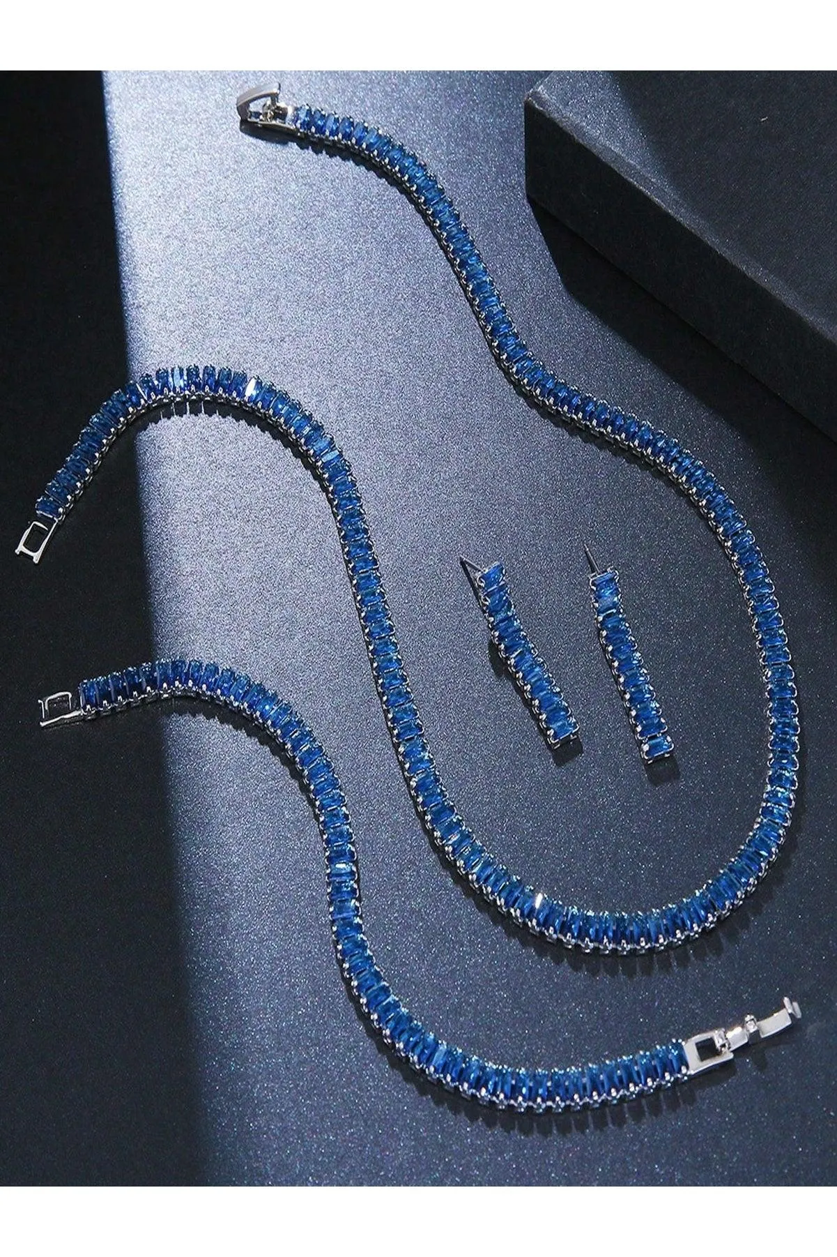 3pcs/Set Cubic Zirconia Inlaid Necklace, Bracelet And Earrings Set, Perfect For Women At Weddings Or Parties