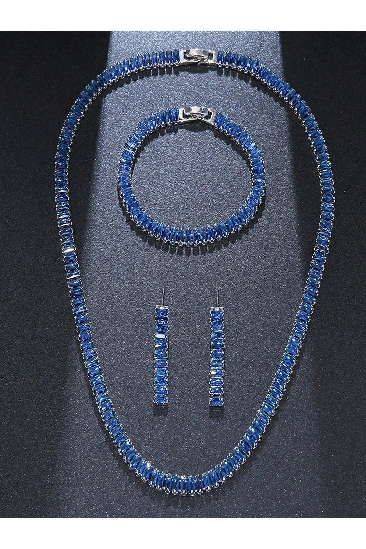 3pcs/Set Cubic Zirconia Inlaid Necklace, Bracelet And Earrings Set, Perfect For Women At Weddings Or Parties