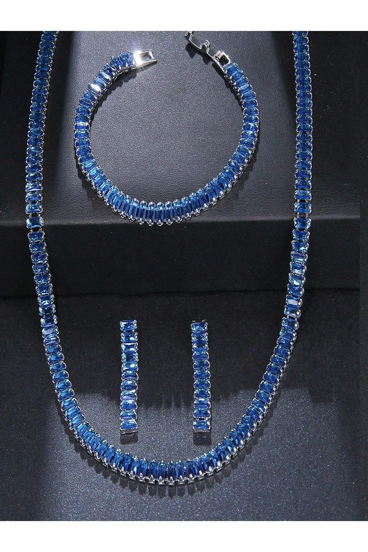 3pcs/Set Cubic Zirconia Inlaid Necklace, Bracelet And Earrings Set, Perfect For Women At Weddings Or Parties