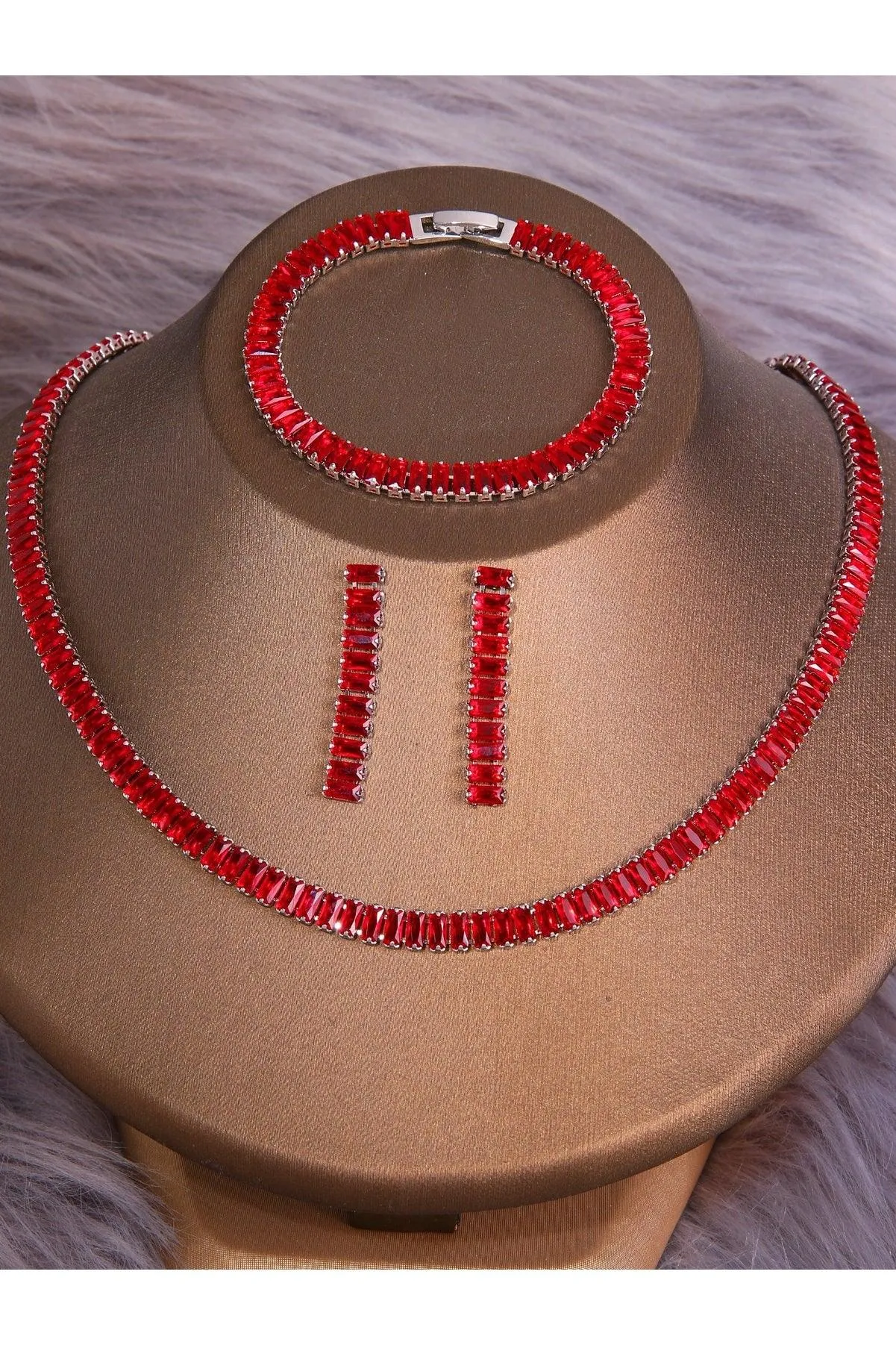 3pcs/Set Cubic Zirconia Inlaid Necklace, Bracelet And Earrings Set, Perfect For Women At Weddings Or Parties