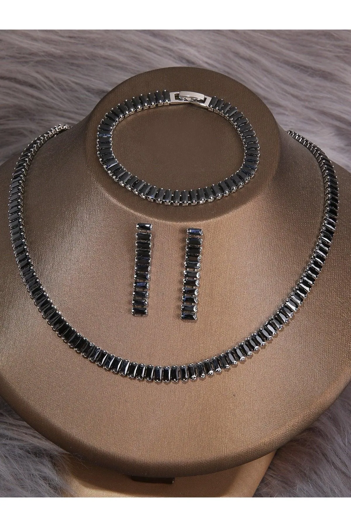 3pcs/Set Cubic Zirconia Inlaid Necklace, Bracelet And Earrings Set, Perfect For Women At Weddings Or Parties