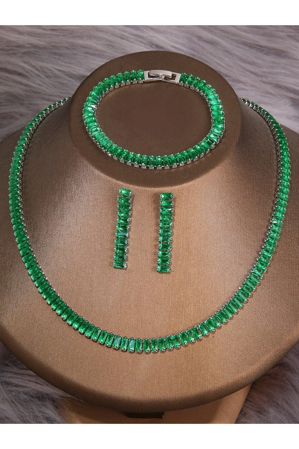 3pcs/Set Cubic Zirconia Inlaid Necklace, Bracelet And Earrings Set, Perfect For Women At Weddings Or Parties