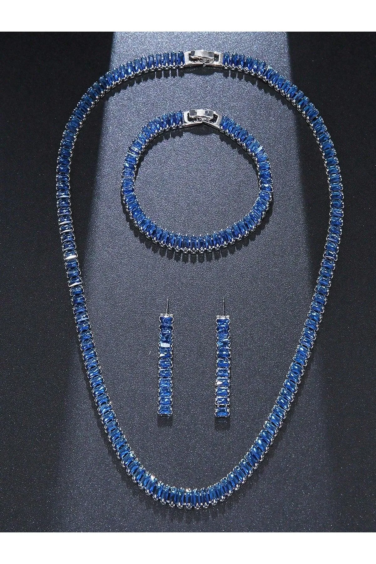 3pcs/Set Cubic Zirconia Inlaid Necklace, Bracelet And Earrings Set, Perfect For Women At Weddings Or Parties