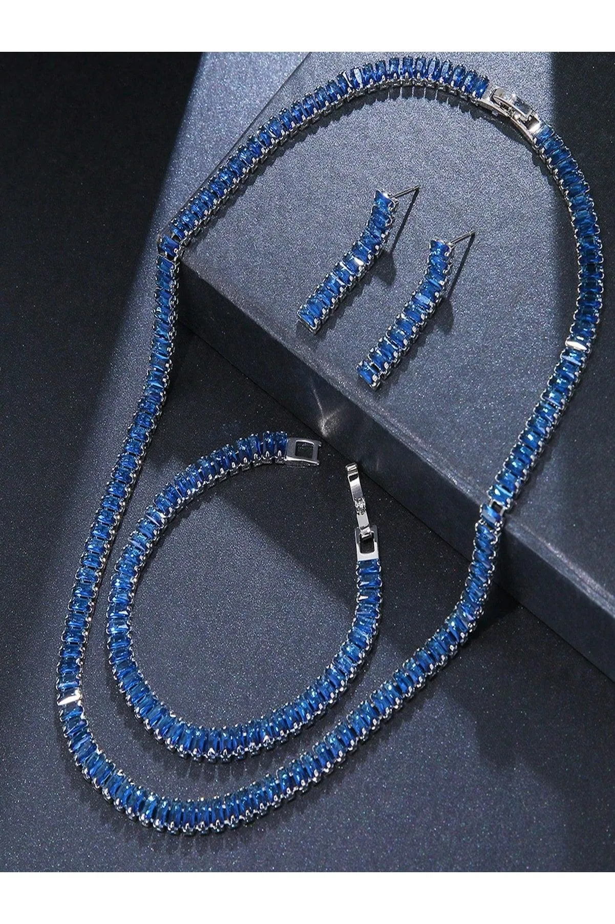 3pcs/Set Cubic Zirconia Inlaid Necklace, Bracelet And Earrings Set, Perfect For Women At Weddings Or Parties