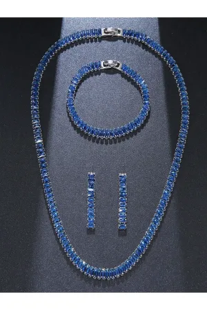 3pcs/Set Cubic Zirconia Inlaid Necklace, Bracelet And Earrings Set, Perfect For Women At Weddings Or Parties