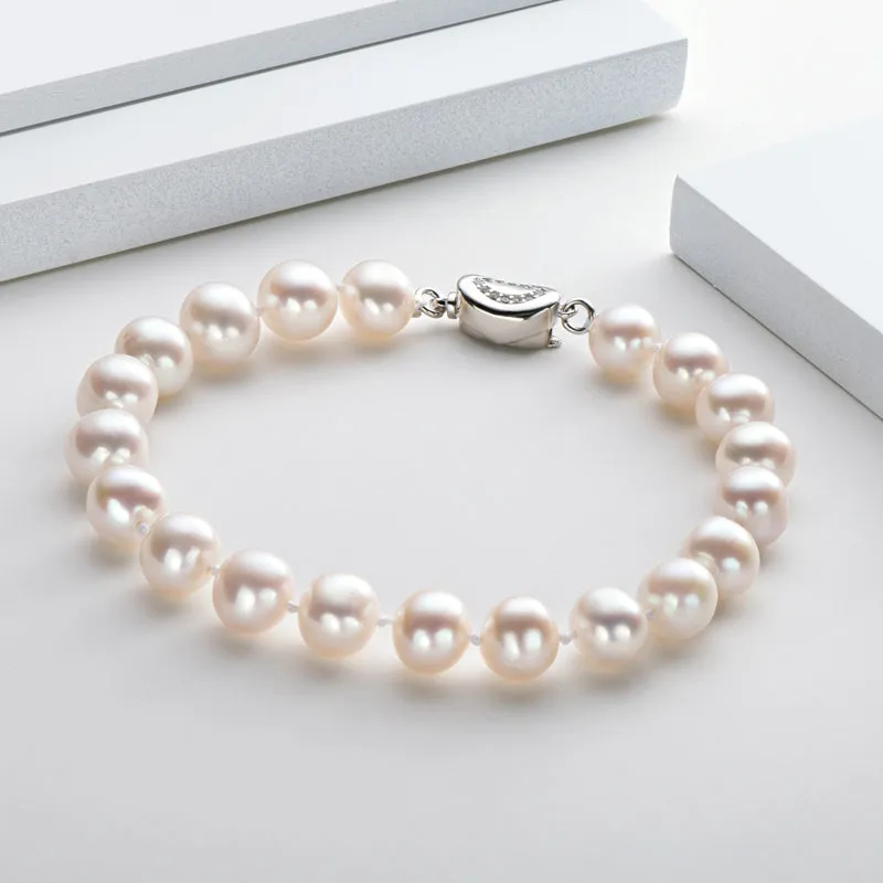 6-11mm White Freshwater Pearl Bracelet