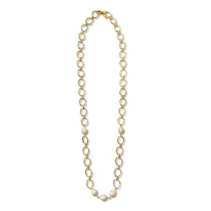 802-01-G | HAMMERED GOLD CHAIN & EDISON PEARLS NECKLACE