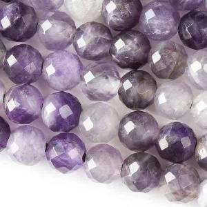 8mm Amethyst Faceted Round with 2.5mm Hole (8 Inch Strand)