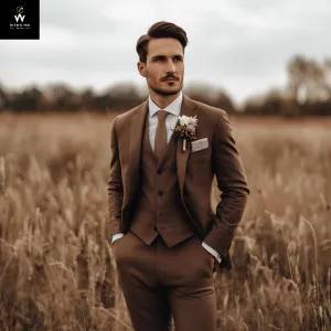 90s Style Men’s Brown Wool Suit – Timeless Notch Lapel, Tailored Fit & Winter Comfort