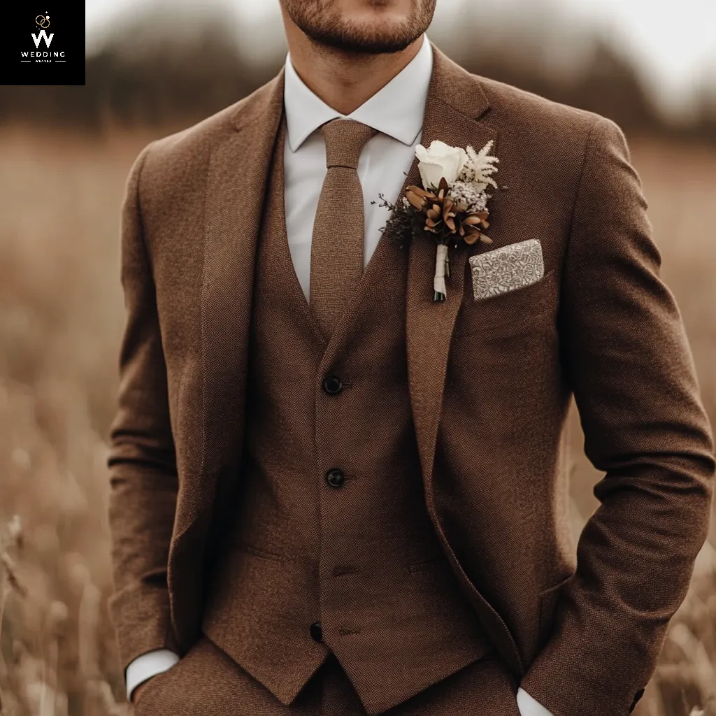 90s Style Men’s Brown Wool Suit – Timeless Notch Lapel, Tailored Fit & Winter Comfort
