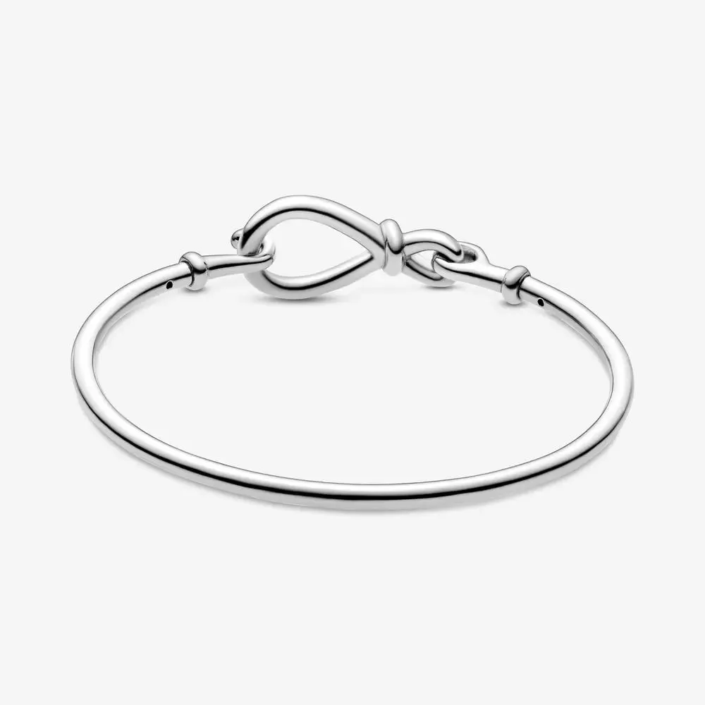 925 Silver Pan Charm Infinity Knot Chain Bracelet Bangle DIY Gift