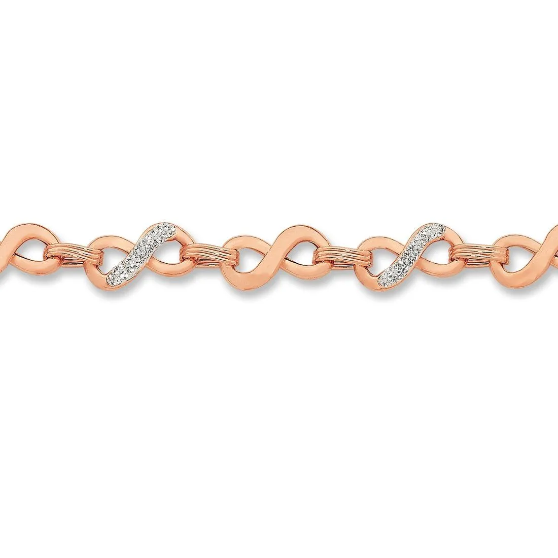 9ct Rose Gold Silver Infused Crystal Infinity Bracelet