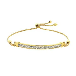 9ct Yellow Gold Silver Infused Crystal ID Adjustable Bracelet