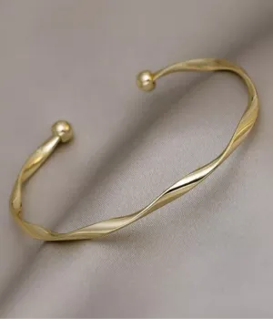 9KT GOLD PLATED BANGLE ADJUSTABLE TWIST BRACELET