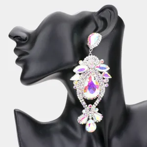 AB Oversized Multi Stoned Crystal Chandelier Pageant Earrings | Statement Earrings | 555386