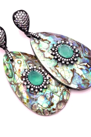 Abalone Turquoise Cubic Statement Earring