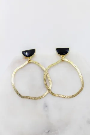 Abstract Hoop Earrings in Gold and Black