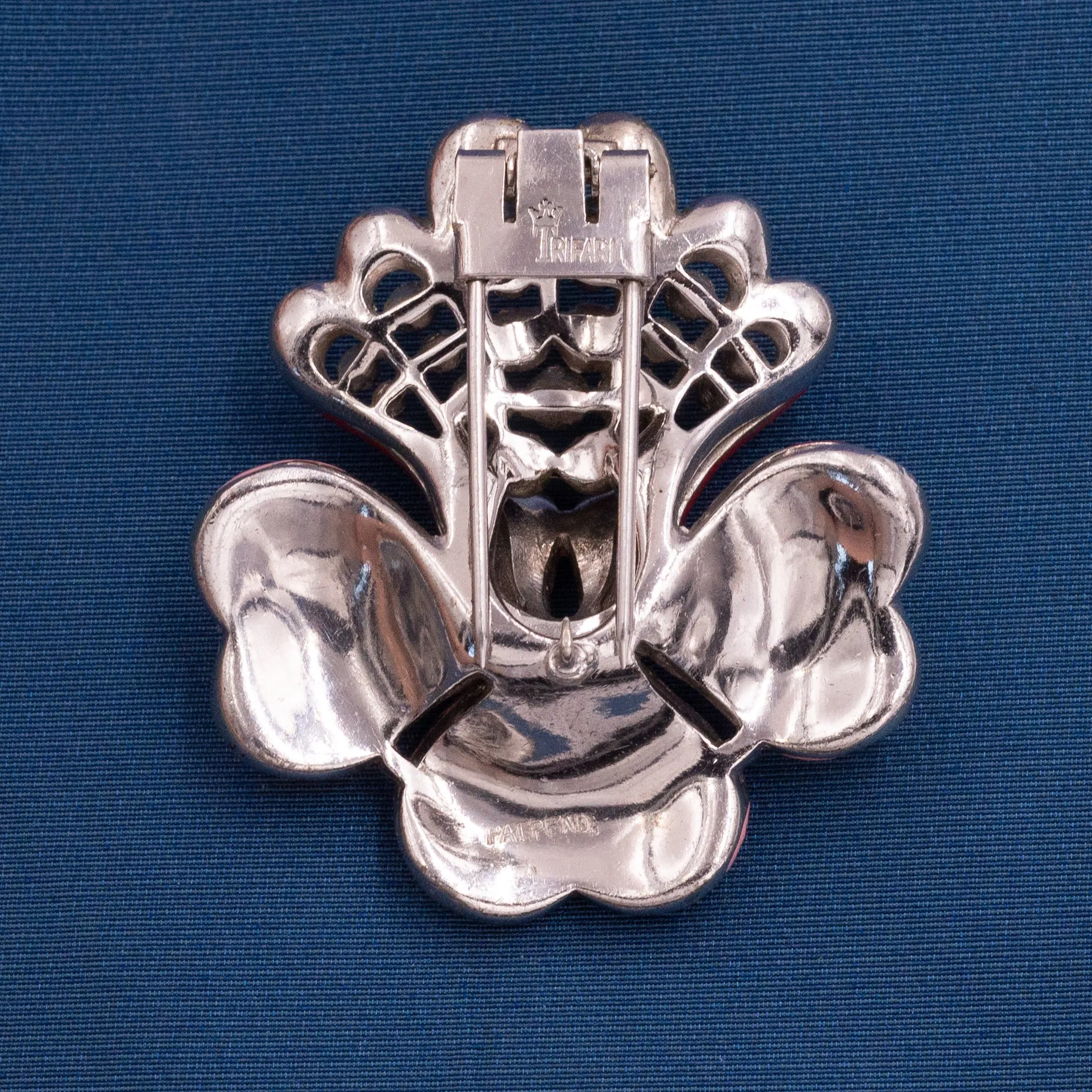 Alfred Philippe for Trifari Red Flower Fur Clip