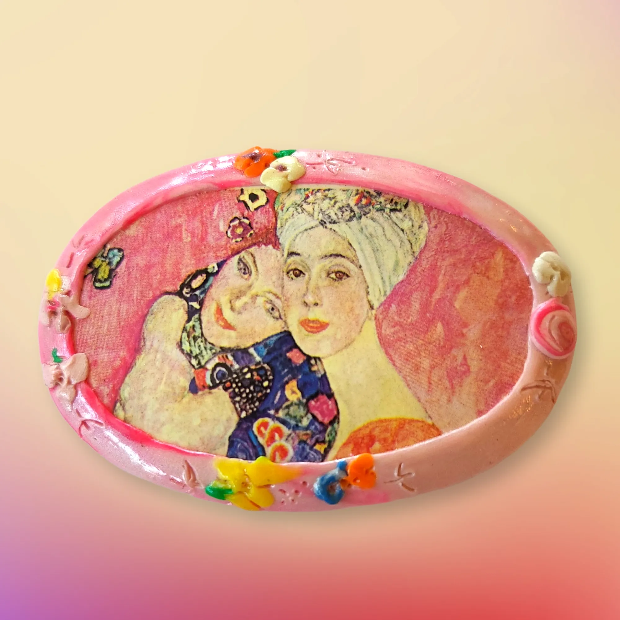 Alice Gamse Handmade Art Pin - After Klimt Painting