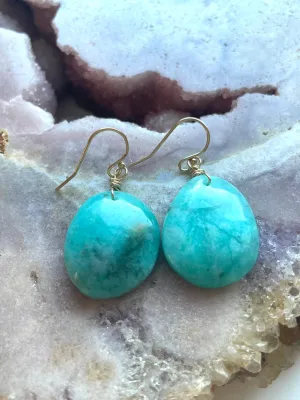 Amazonite dangle earrings on gold fill