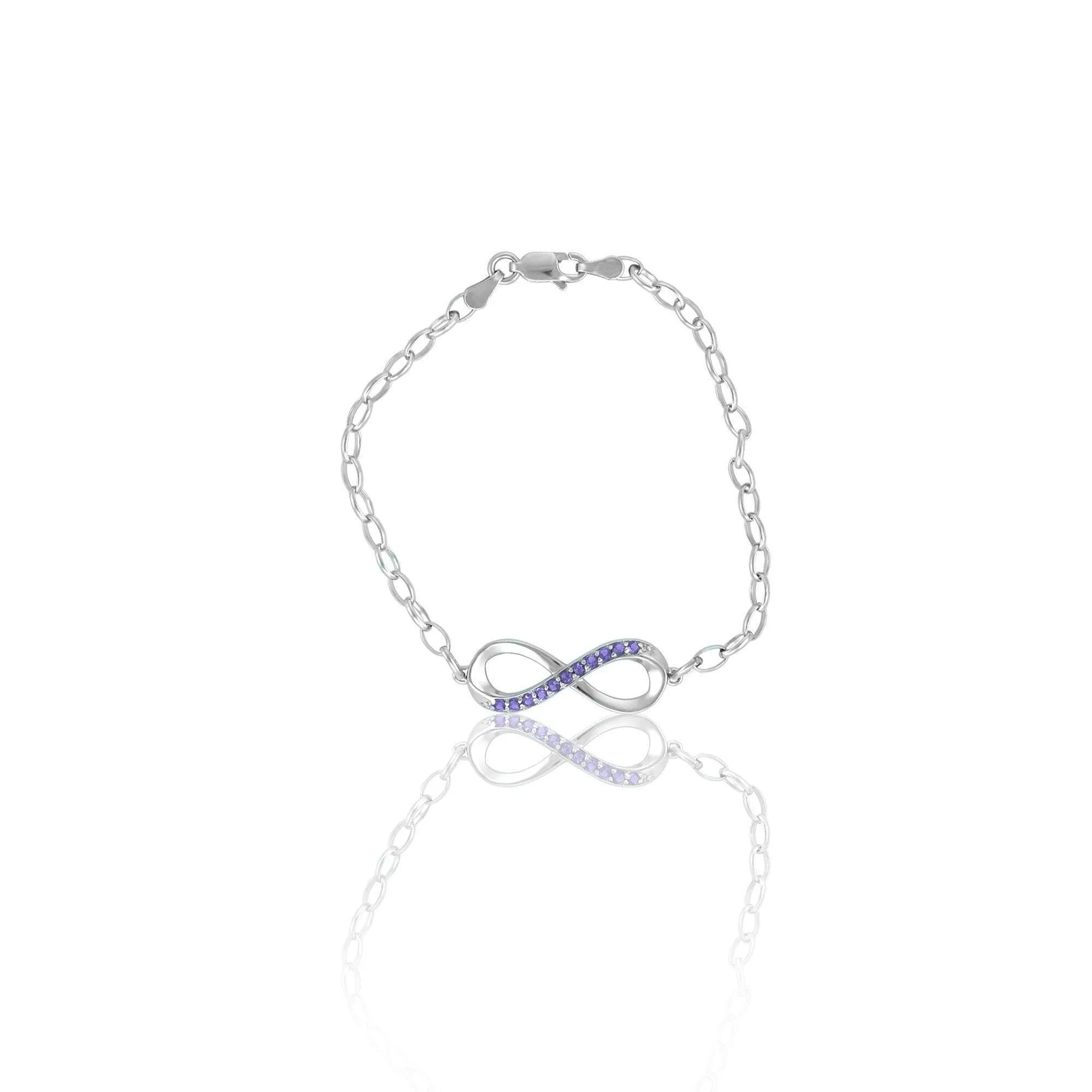 Amethyst Infinity Chain Bracelet in Sterling Silver