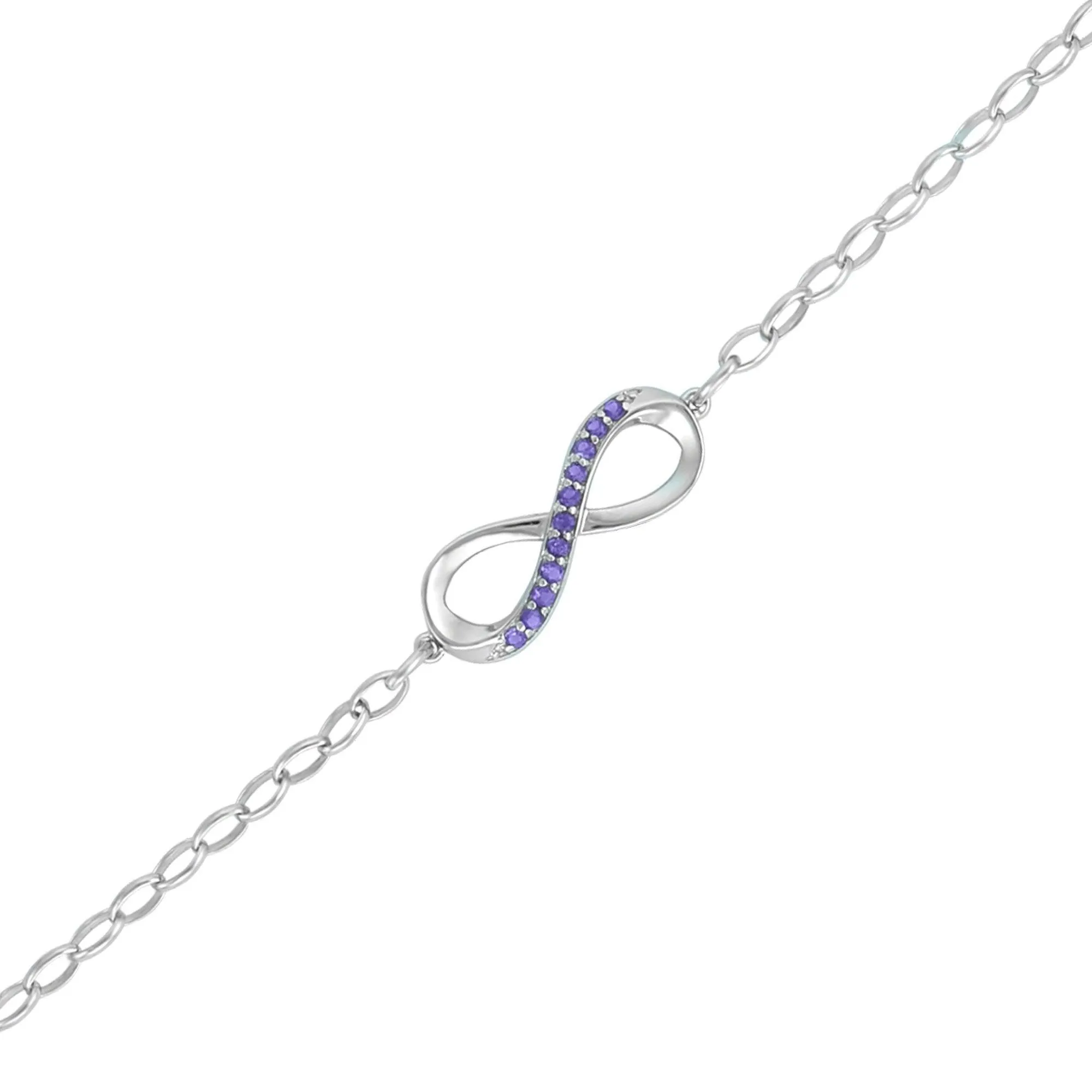 Amethyst Infinity Chain Bracelet in Sterling Silver