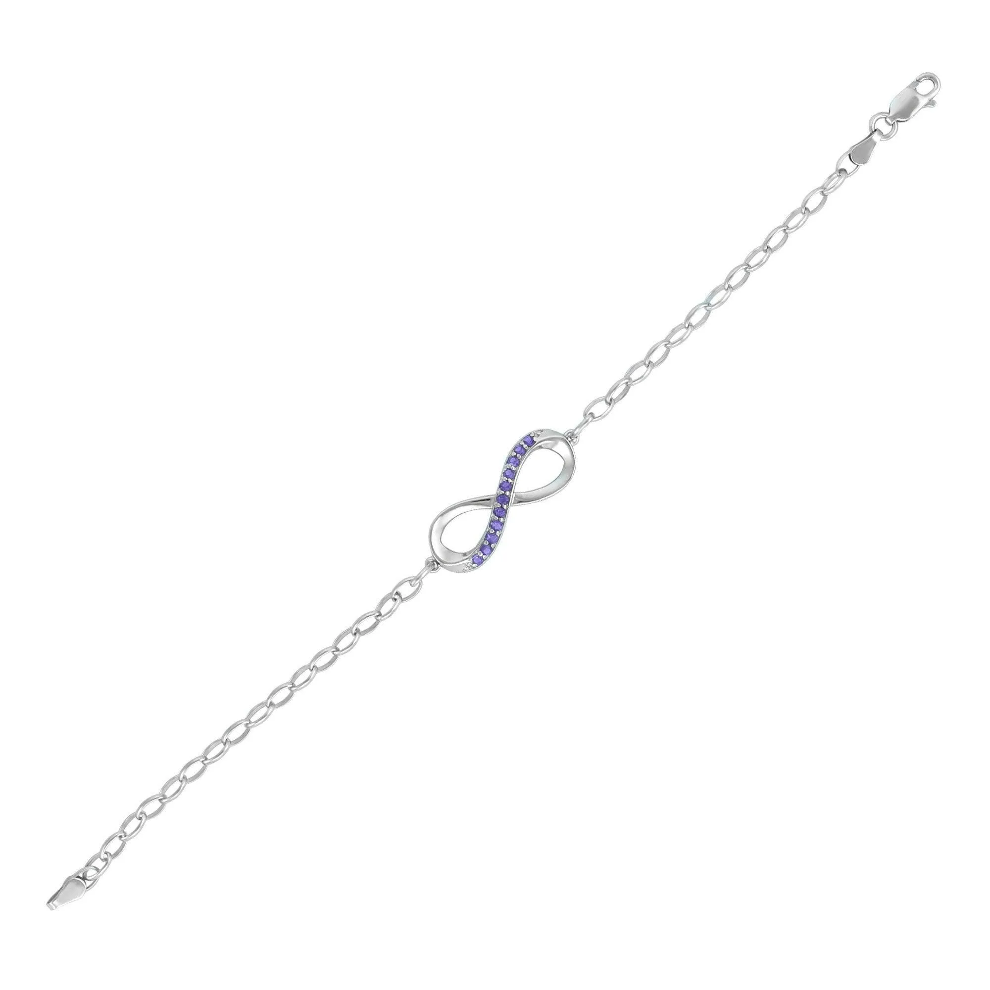 Amethyst Infinity Chain Bracelet in Sterling Silver