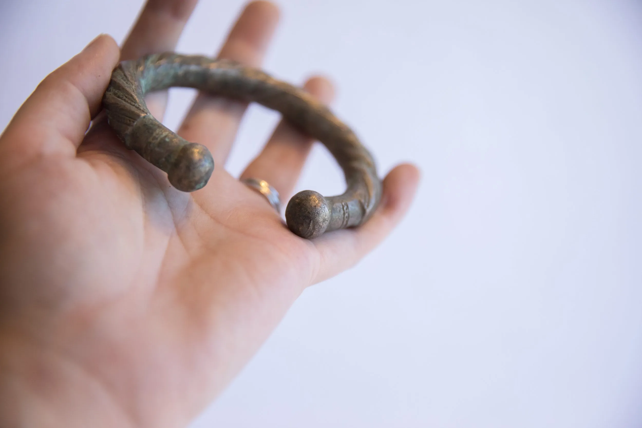 Antique African Oxidized Silver Twist Design Cuff Bracelet