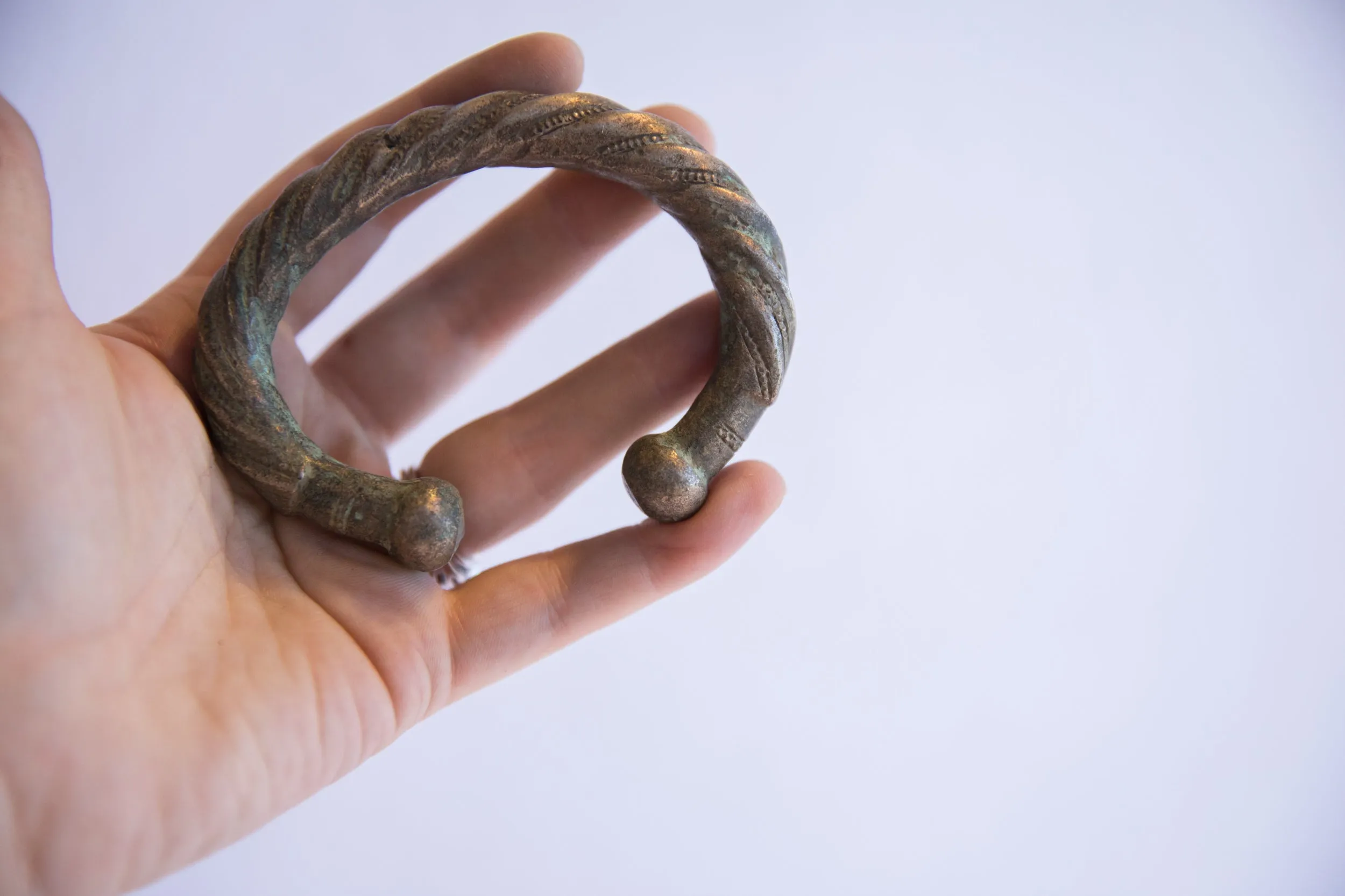 Antique African Oxidized Silver Twist Design Cuff Bracelet