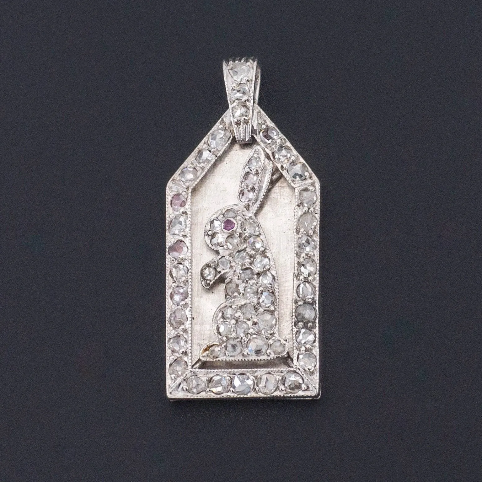 Antique Rabbit Charm | Platinum & Diamond Rabbit Charm