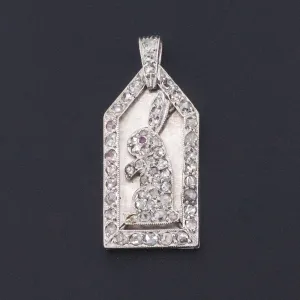 Antique Rabbit Charm | Platinum & Diamond Rabbit Charm