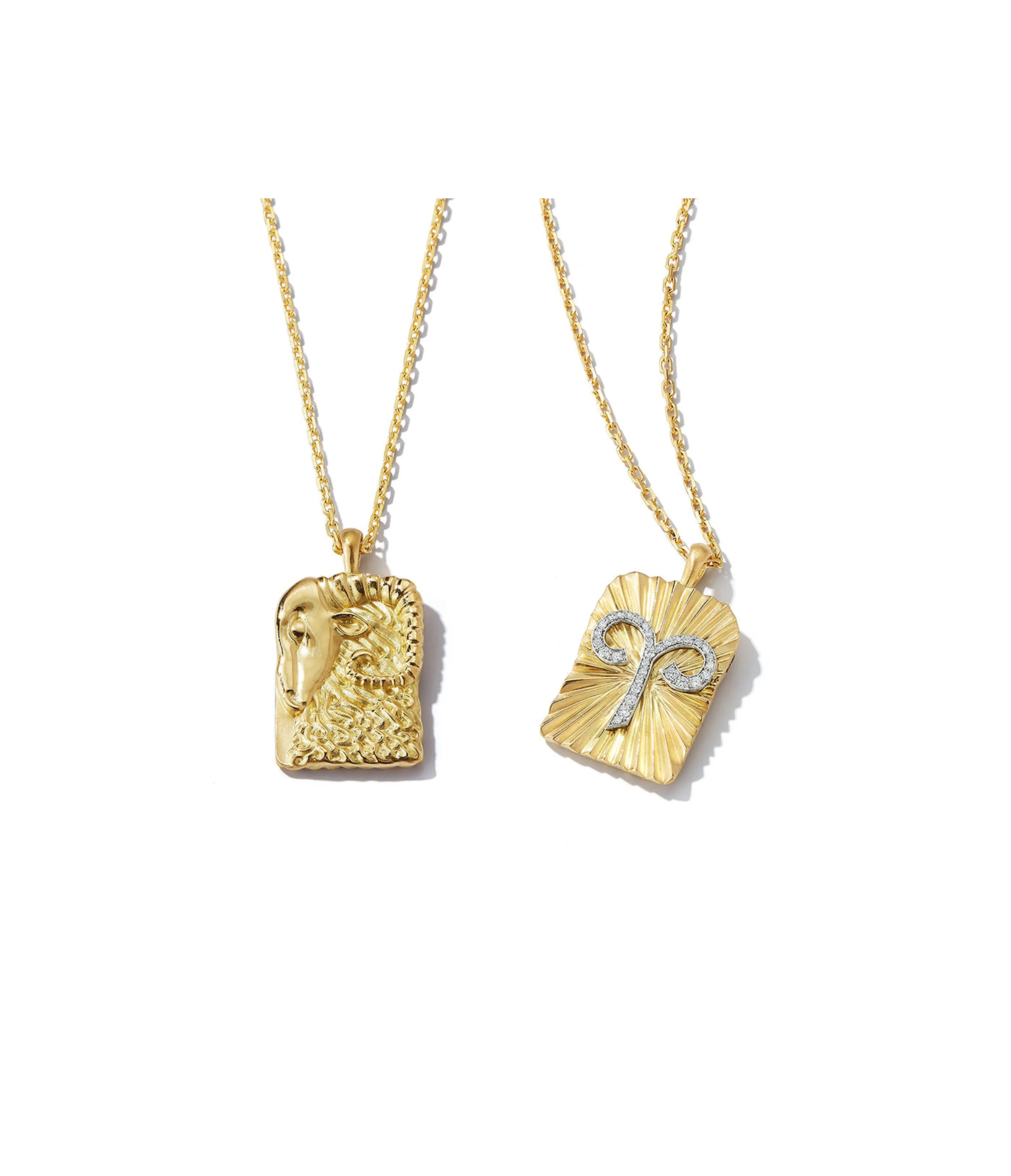 Aries Zodiac Pendant Necklace, Diamonds